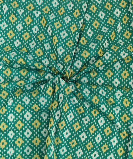 Green Sambalpuri Handwoven Single Ikat Shirting Materials SFCSHI1428
