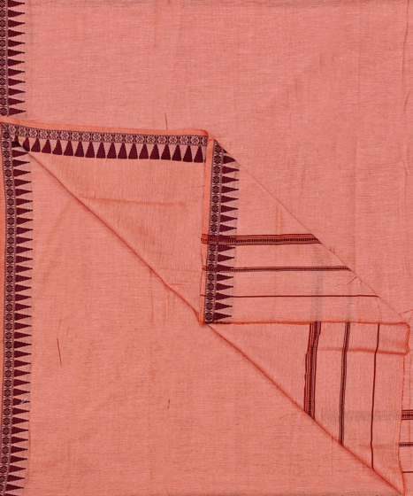 Orange Sambalpuri Handwoven Cotton Dhoti Gamuchha SFSJOD2046