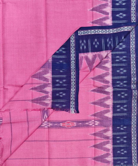 Pink Blue Sambalpuri Handwoven Cotton Gamuchha SFCGAM2113