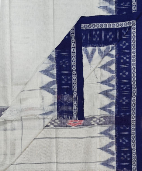 Offwhite Blue Sambalpuri Handwoven Cotton Gamuchha SFCGAM2114