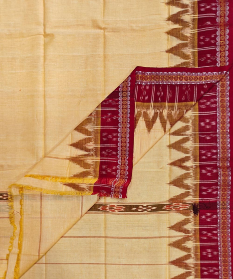 Yellow Maroon Sambalpuri Handwoven Cotton Gamuchha SFCGAM2119