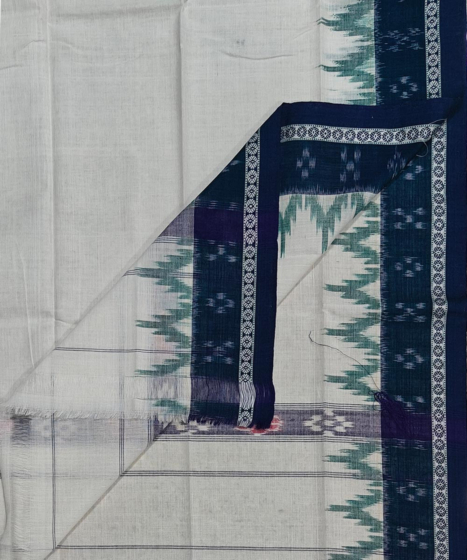 White Green Sambalpuri Handwoven Cotton Gamuchha SFCGAM2120