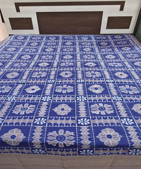 Blue Sambalpuri Handwoven Cotton Double Bed Sheet SMCBED2124