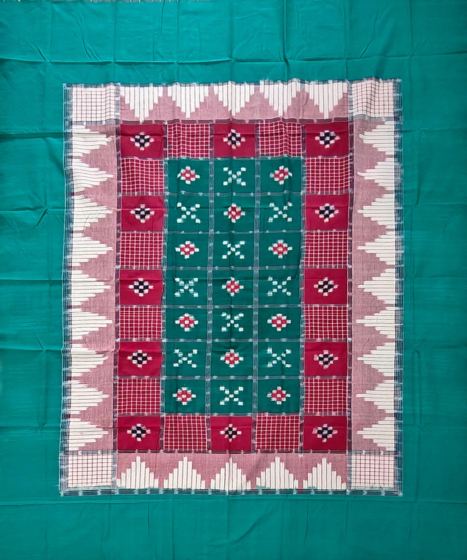 Multicolour Sambalpuri Handwoven Cotton Single Bed Sheet SMCBED2137