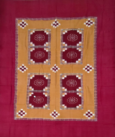Multicolour Sambalpuri Handwoven Cotton Single Bed Sheet SMCBED2139