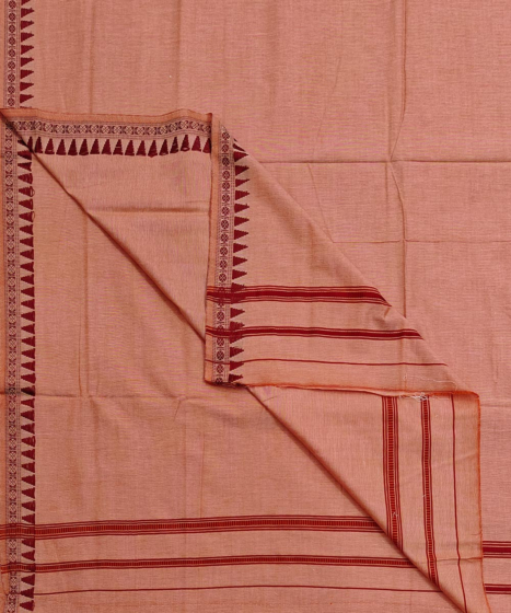 Orange Sambalpuri Handwoven Cotton Dhoti Gamuchha SFSJOD2143