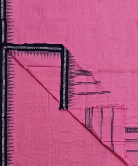 Pink Sambalpuri Handwoven Cotton Dhoti Gamuchha SFSJOD2157