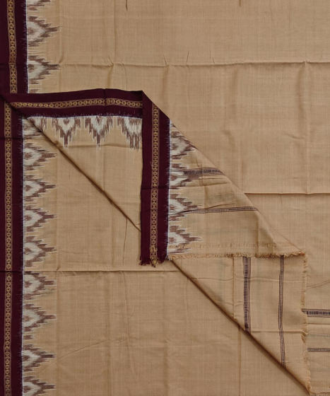 Brown Sambalpuri Handwoven Cotton Dhoti Gamuchha SFSJOD2158