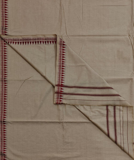 Beige Sambalpuri Handwoven Cotton Dhoti Gamuchha SFSJOD2163