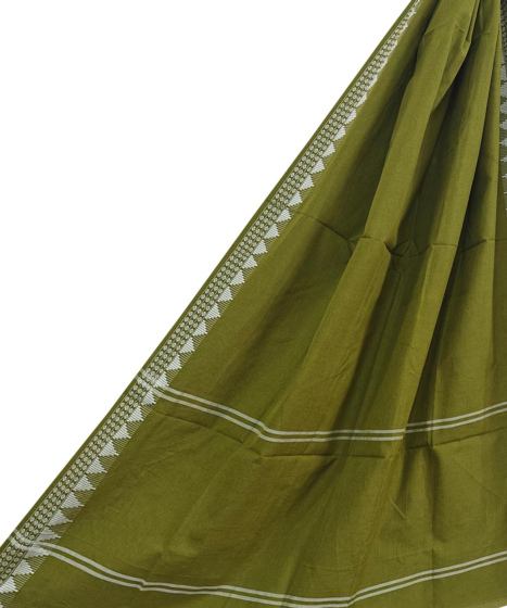 Olive Sambalpuri Handwoven Single Ikat Cotton Dupatta SFCDUP2187