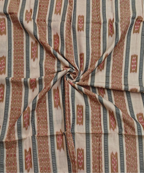 250cm Beige Sambalpuri Handwoven Single Ikat Shirting Materials SFCSHI2298