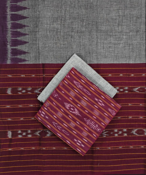 Purple Sambalpuri Handwoven Double Ikat Suit SFCSUT2309