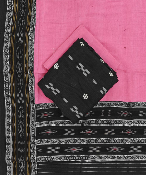 Black Pink Sambalpuri Handwoven Double Ikat Suit SFCSUT2315