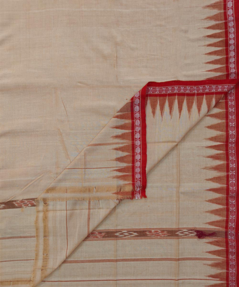 Beige Red Sambalpuri Handwoven Cotton Gamuchha SFCGAM2393