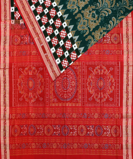 Dark Green sambalpuri cotton Saree