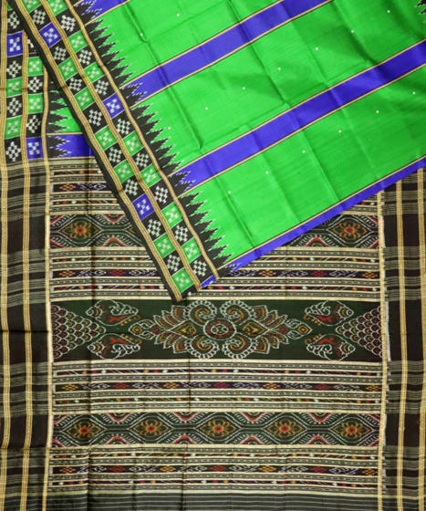 Deep Green & Duke Blue khandua silk saree