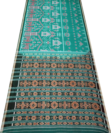 Dark Green Nuapatna cotton saree