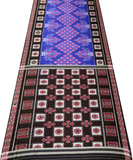 Dark blue Nuapatna cotton saree