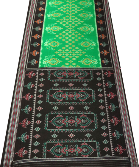 Dark green Nuapatna cotton saree