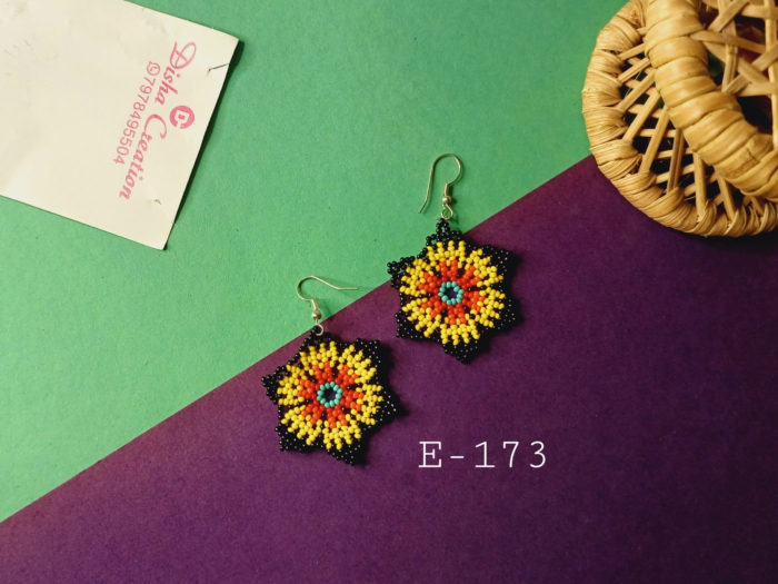 Crimson Feather Handcrafted Glass Bead Dangle Earrings