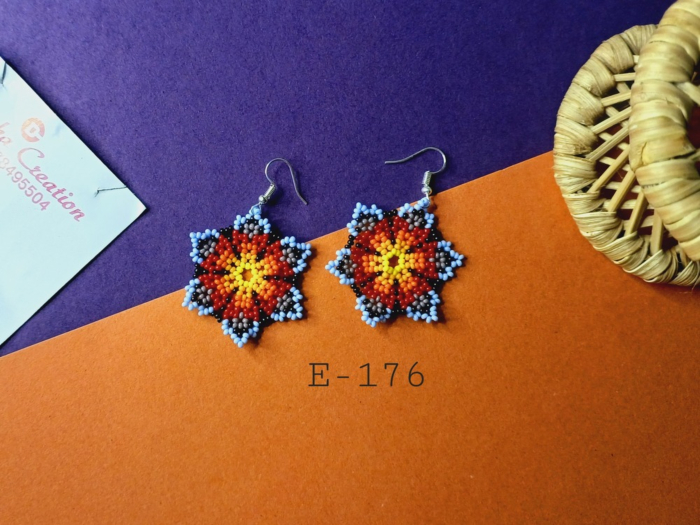 Desert Sunset Starburst Handcrafted Glass Bead Dangle Earrings