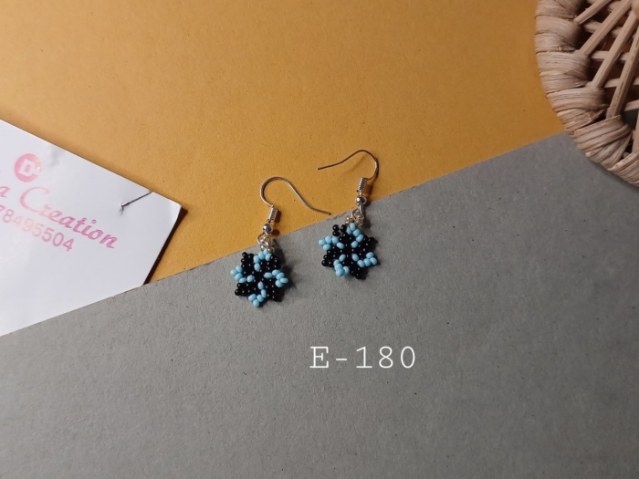 Midnight Bloom Handcrafted Glass Bead Dangle Earrings