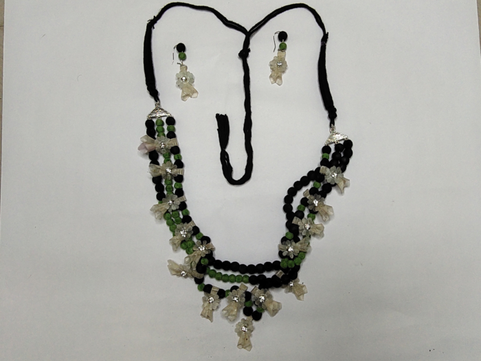 Handmade Beaded Necklace with Fish Scale Embellishment | Multicolour