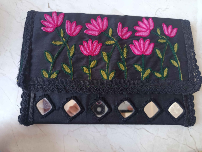 Handcrafted embroidered clutch