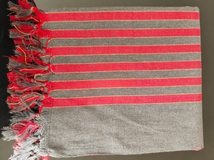 Dhaga Vishwas Ka Handloom Cotton Stole  Grey & Red