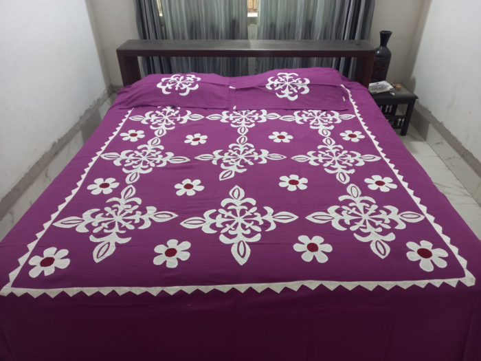 Purple King Size Cotton Bedspreads with Pillow Cover