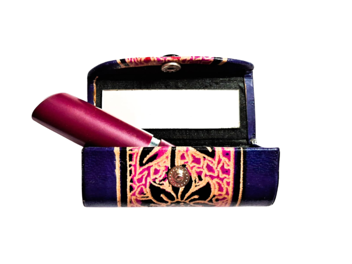 Handcrafted Leather Lipstick Case with Mirror