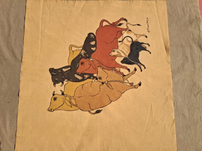 Traditional Indian Cow & Calf Art