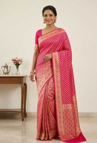 Handcrafted Rankat Banarasi Silk Saree|