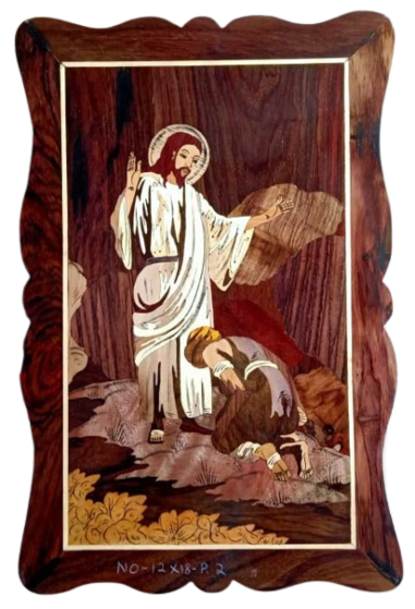 Jesus Christ 2 Wood inlay panel