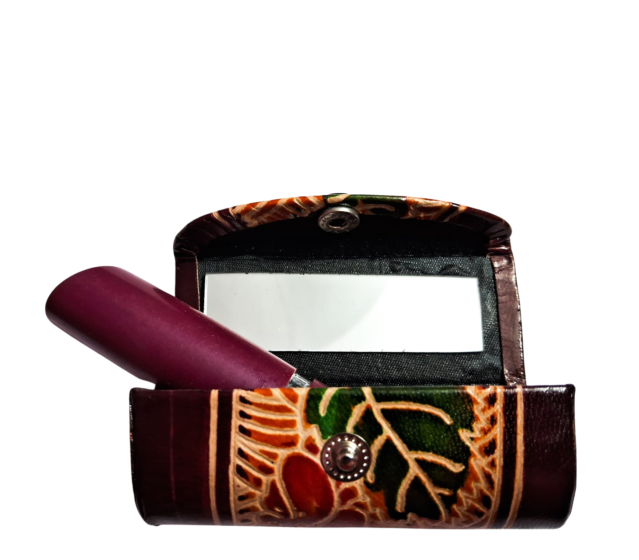 Handcrafted Leather Lipstick Case with Mirror