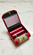 Handcrafted Leather Lipstick Case with Mirror for 3 Lipsticks