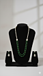 Handcrafted Glass Beads Necklace | Emerald Green & Pearl