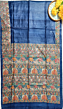 Handloom Tussar Silk Saree |  Hand - Painted |  Madhubani Art |  Handwoven | Blue | Pure Silk Saree