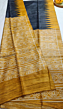 Handmade Tussar Ghicha Silk Printed Saree | Handloom Pure Bhagalpuri Black & Yello Silk Saree