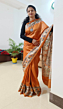 Pure Tussar Silk Handmade saree |  Handwoven  Tussar Silk Handloom Saree | Orange Tussar Silk Saree |