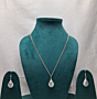 Handcrafted Silver & Grey Gemstone Pendant Necklace Set
