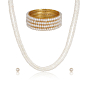 Handmade Real Flat Pearls Double-Layered Necklace Set | Mala with 2 Bangles