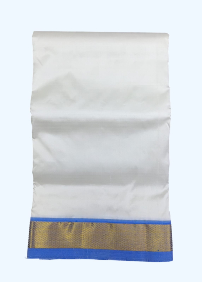 Cream Dhothi with Blue color border