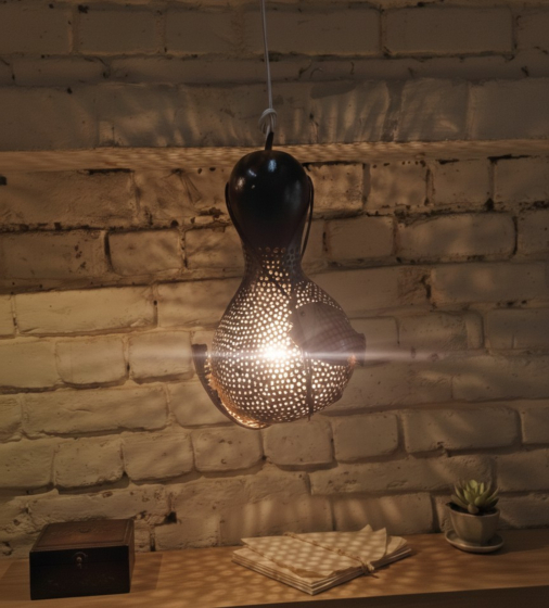 Handcrafted Bottle Gourd Lamp I Height - 14 inches weight - 8 inches 