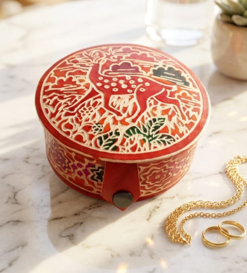 Genuine Leather Handcrafted Jewelry Box 