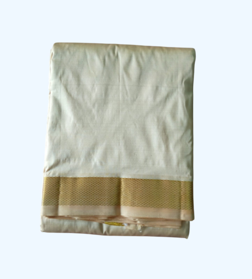 Light Brown Silk Dhothi and Angavastram Set 