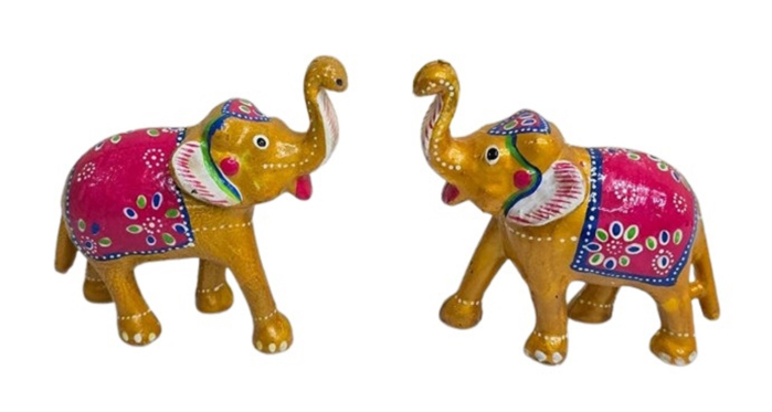 Handmade Fiber Elephant Pair