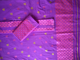 Handmade Lavender Colour Mekhela Sador - Assamese Attire