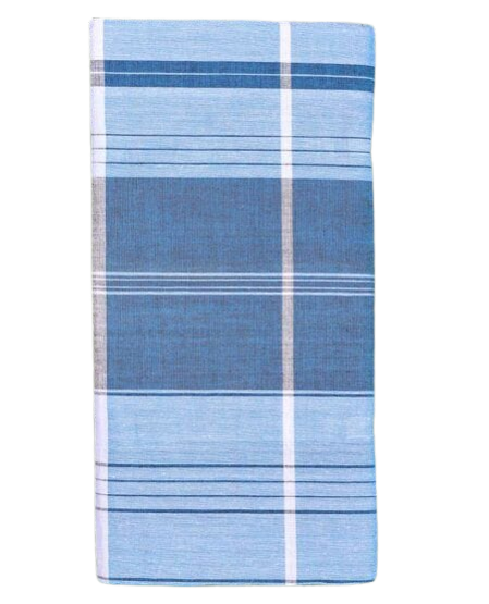 Cotton Lungi | White & Blue | Multi Check Pattern