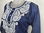 Women Embroidered Pure Cotton Navy Blue Short  Kurti 